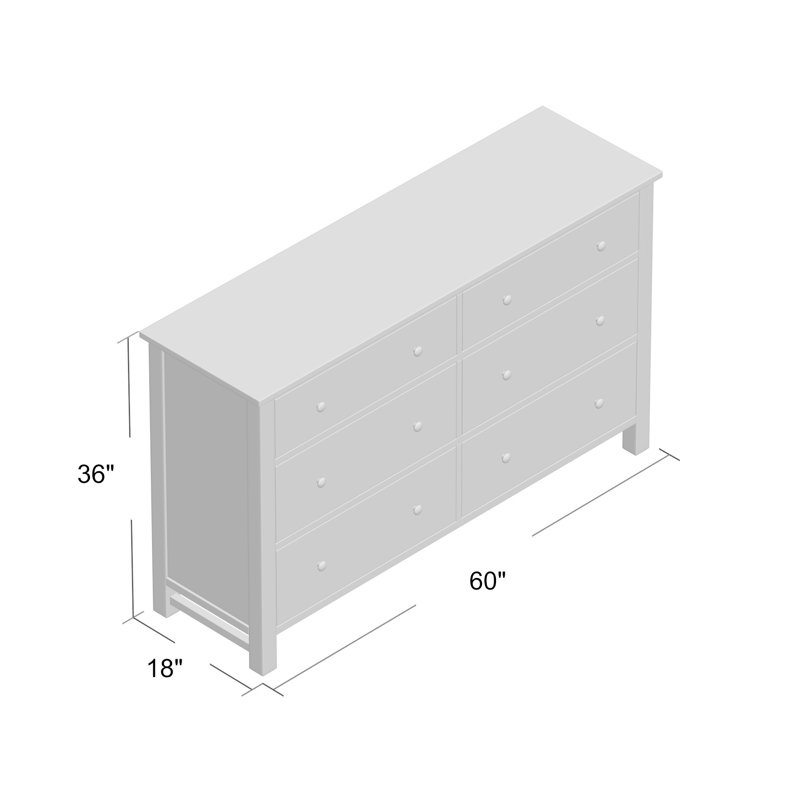 Laurel Foundry Modern Farmhouse Crawley 6 Drawer 60" W Solid Wood
